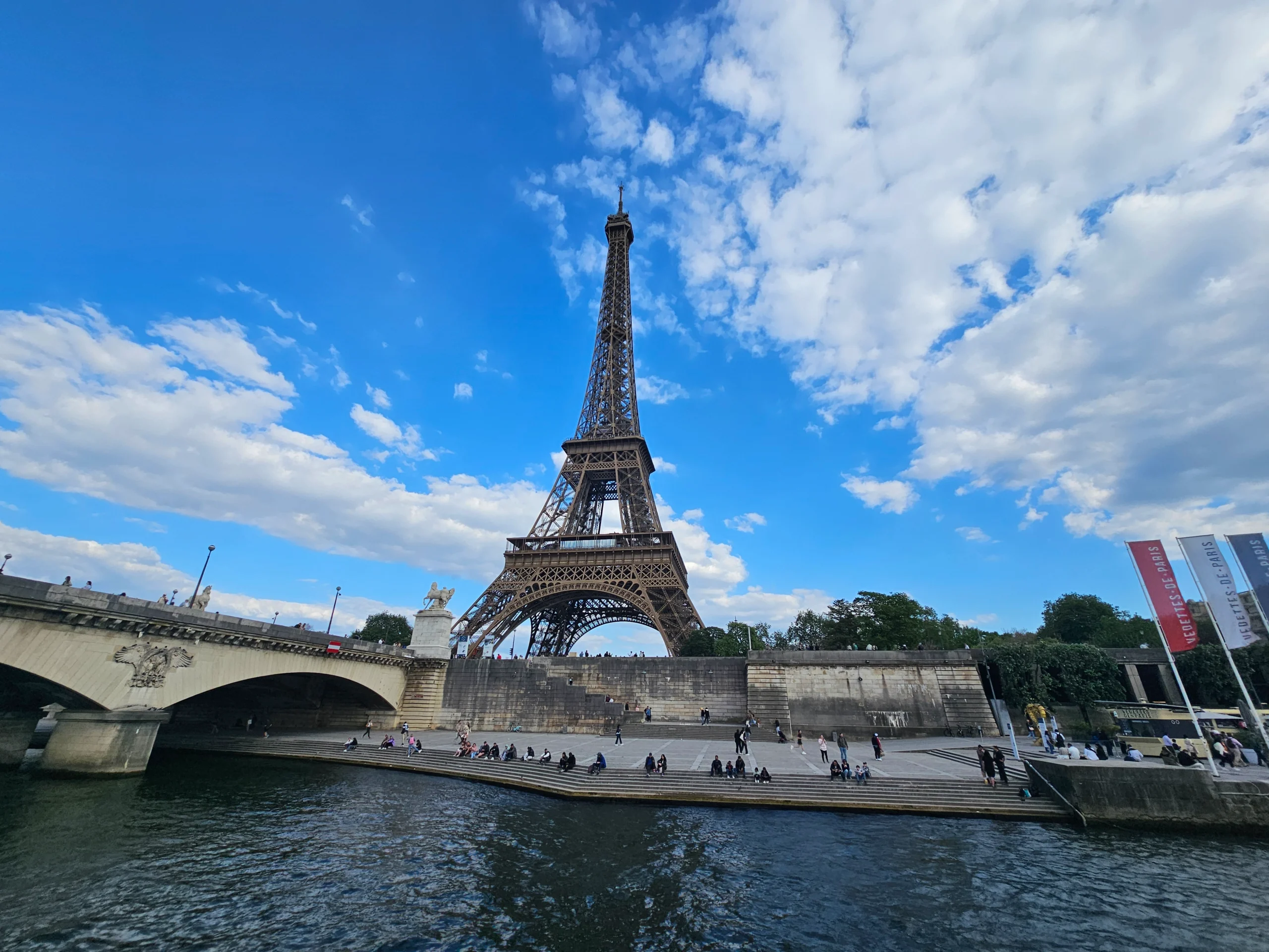 View of Eiffel Tower from Seine River Cruise