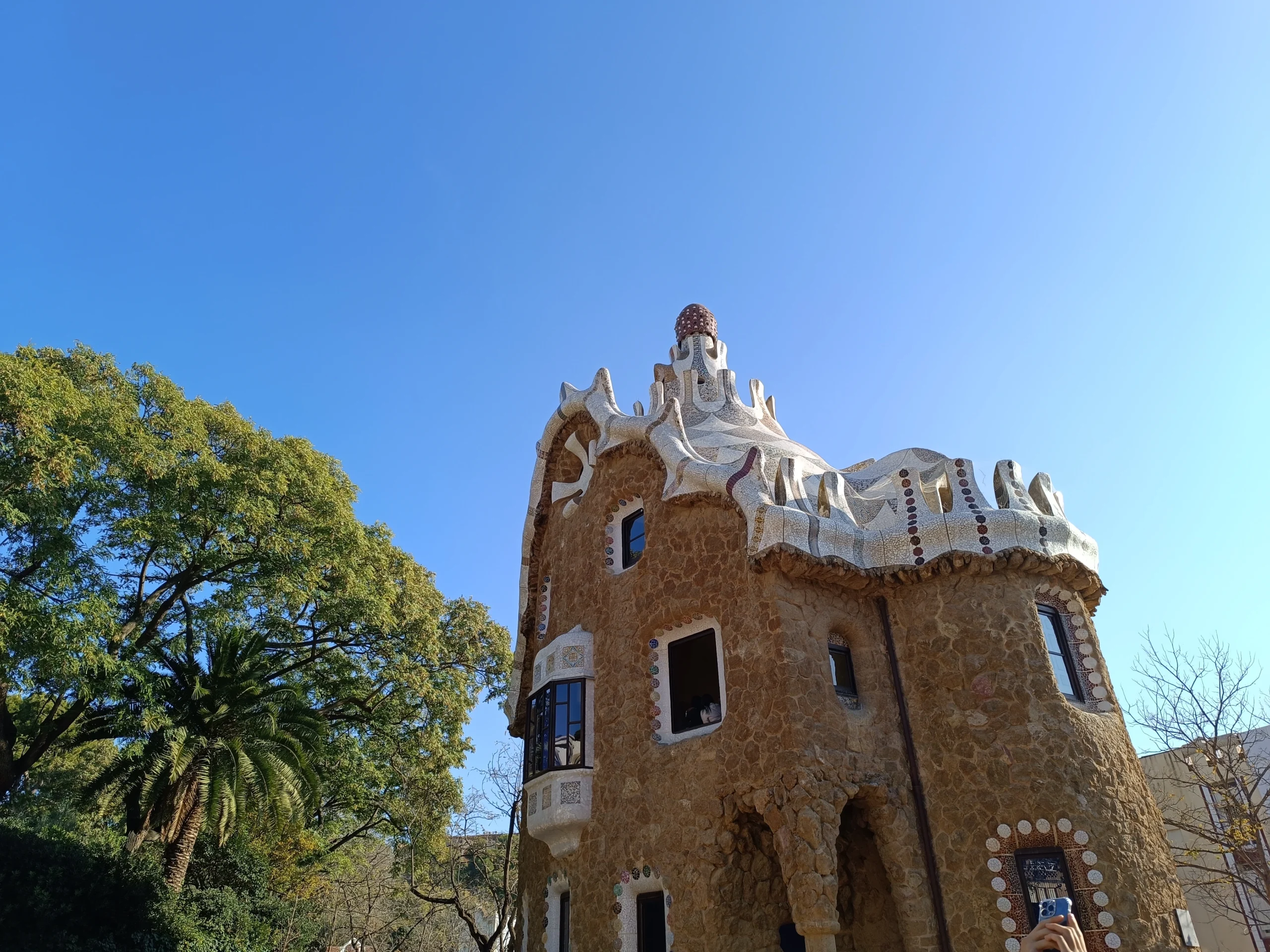 A gingerbread-looking house in Park Guell in Barcelona