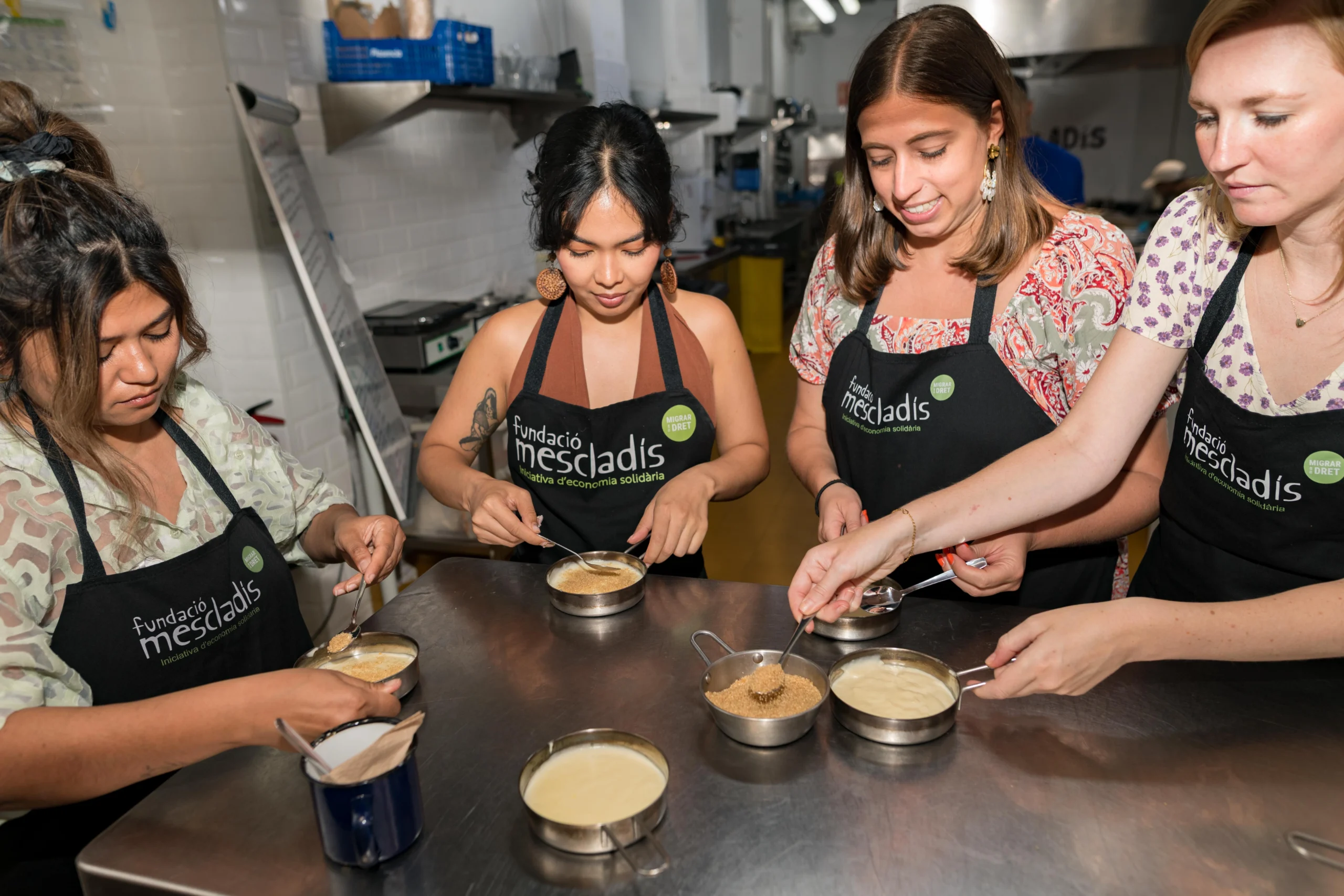 Close up of guests cooking