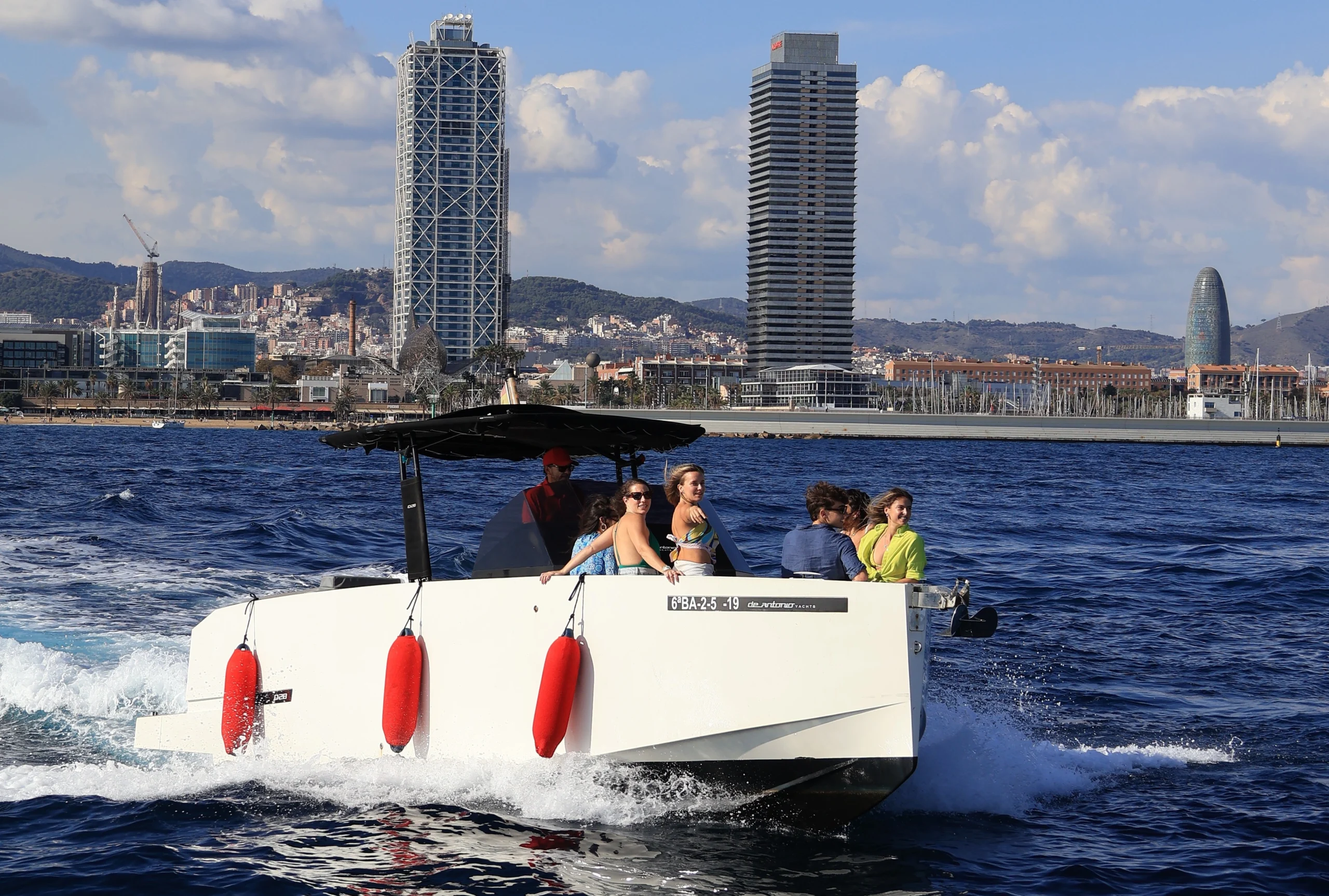 Guests on high-end motorboat