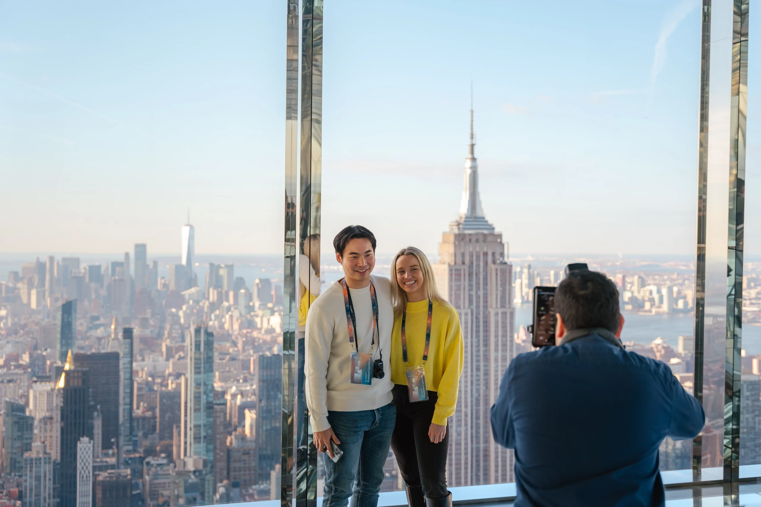 Guests taking photos at the Summit during premium architecture tour in NYC