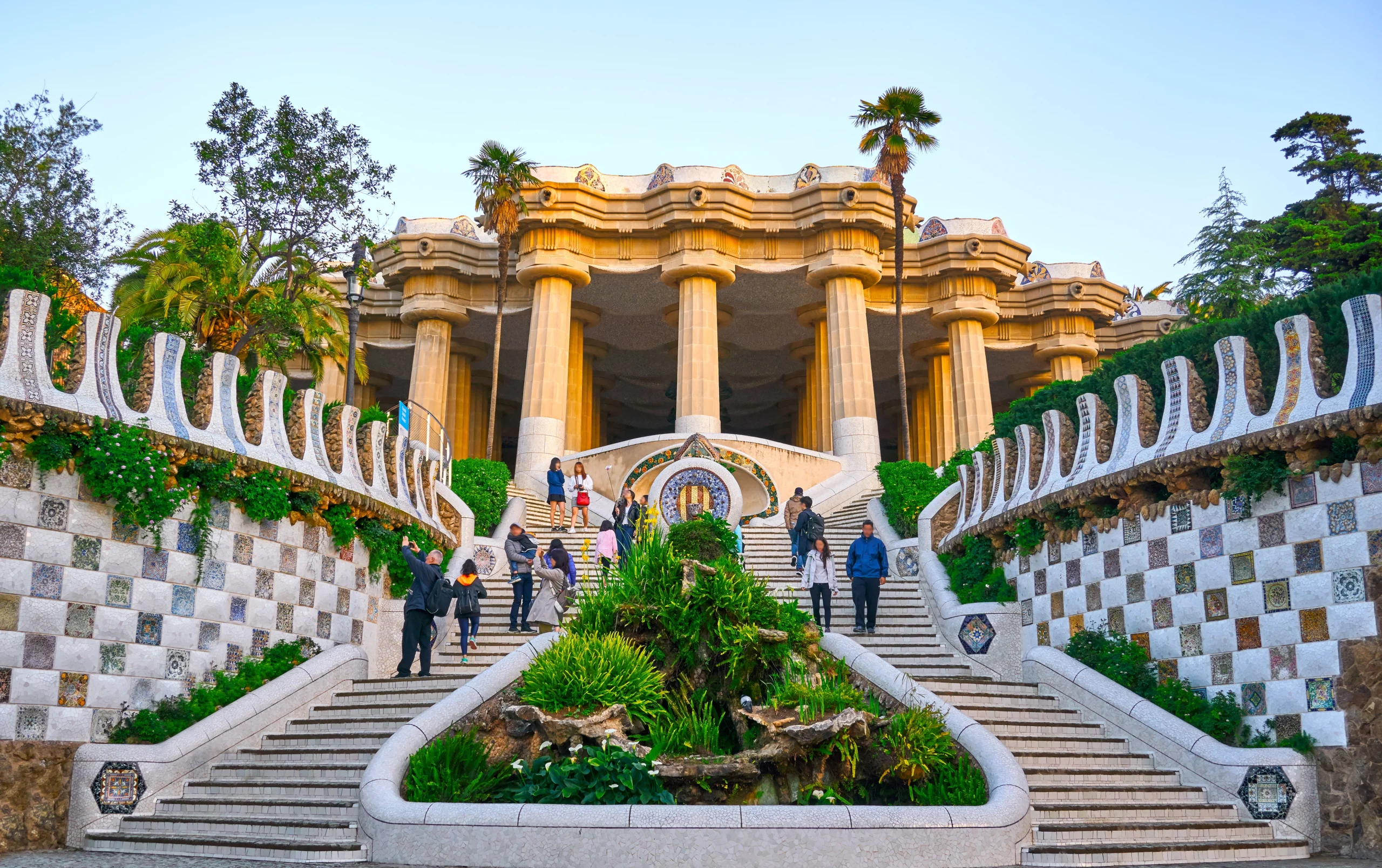 Park Guell staircase showing Gaudi architecture in Barcelona