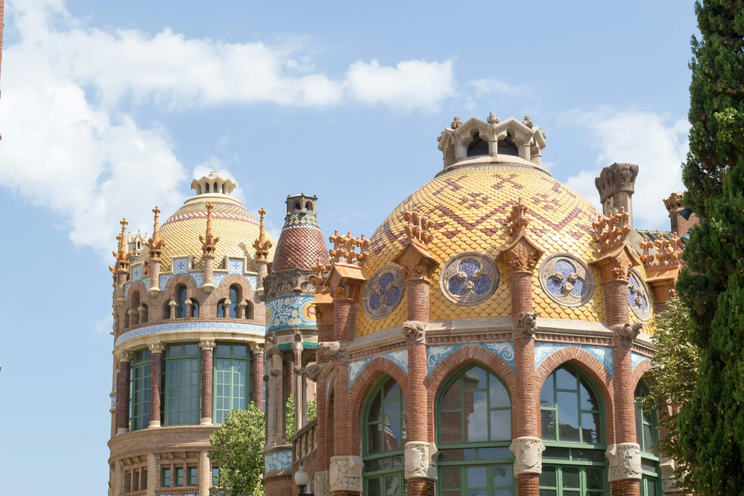 architectural roof detail of Recinte Modernista Sant Pau Barcelona during premium Architecture tour