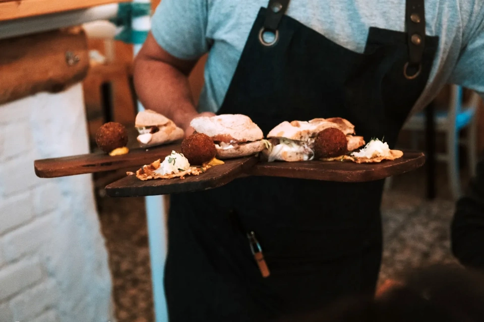 Close up of food being served during private Portuguese Wine and Food pairing masterclass