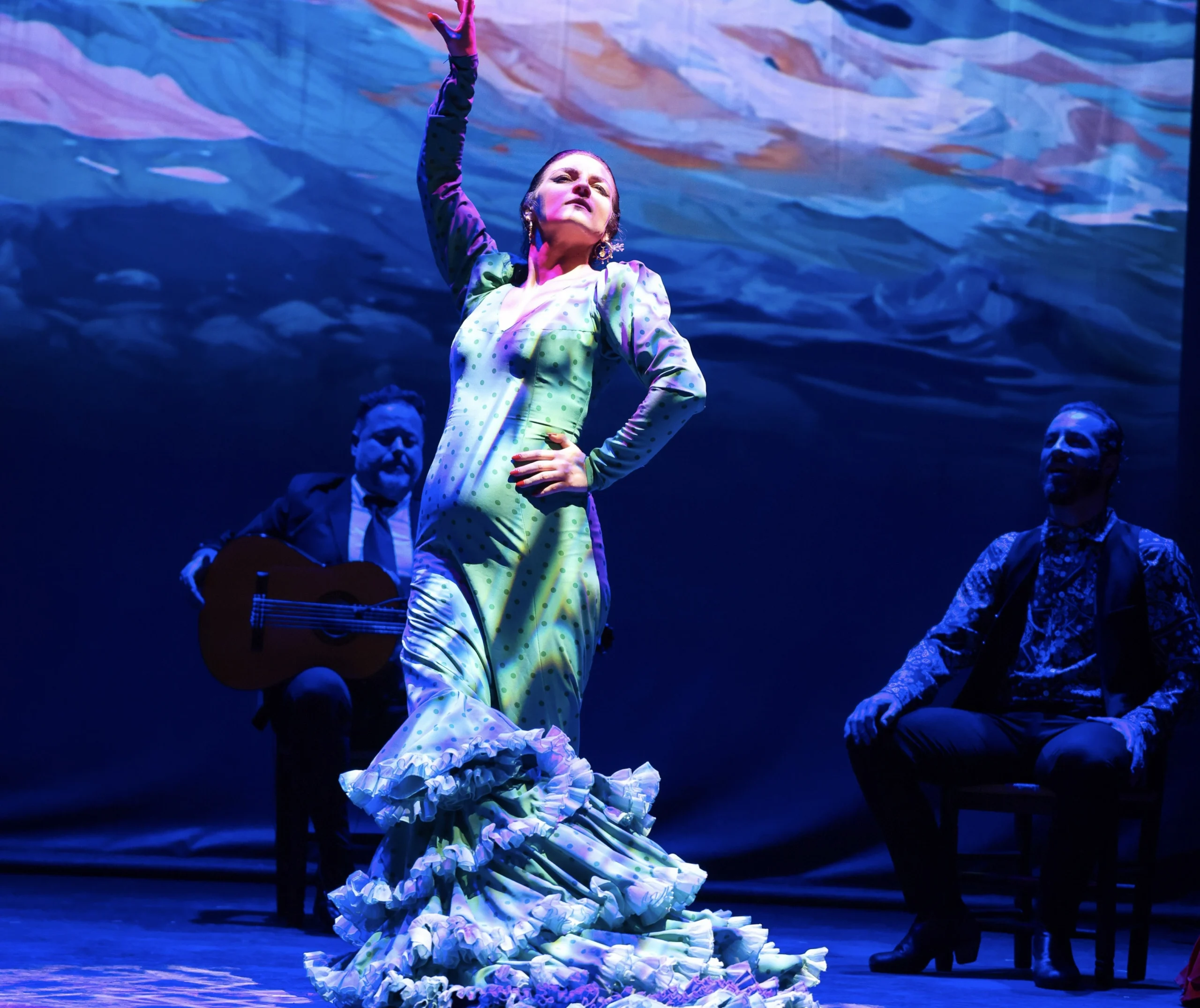 Flamenco dancer mid-performance during Flamenco Live Show and Dance Class in Seville
