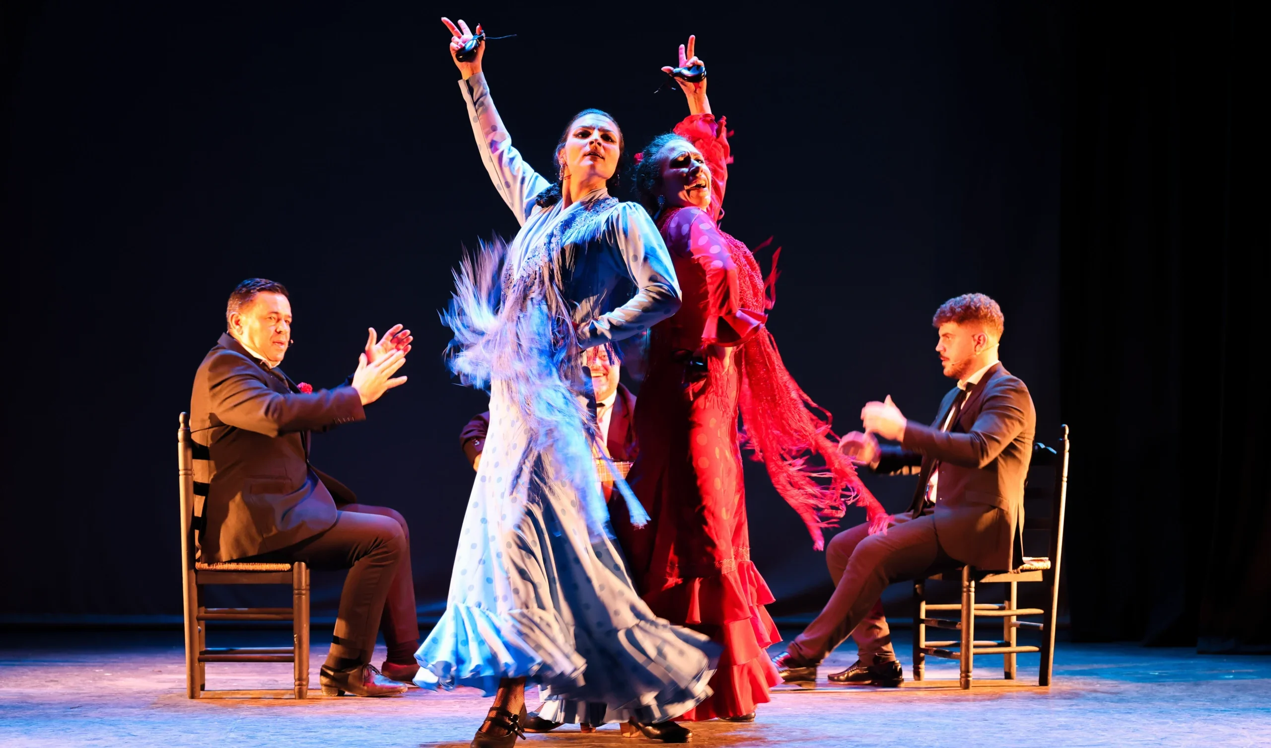 Musicians and performers mid-show during Flamenco Live Show