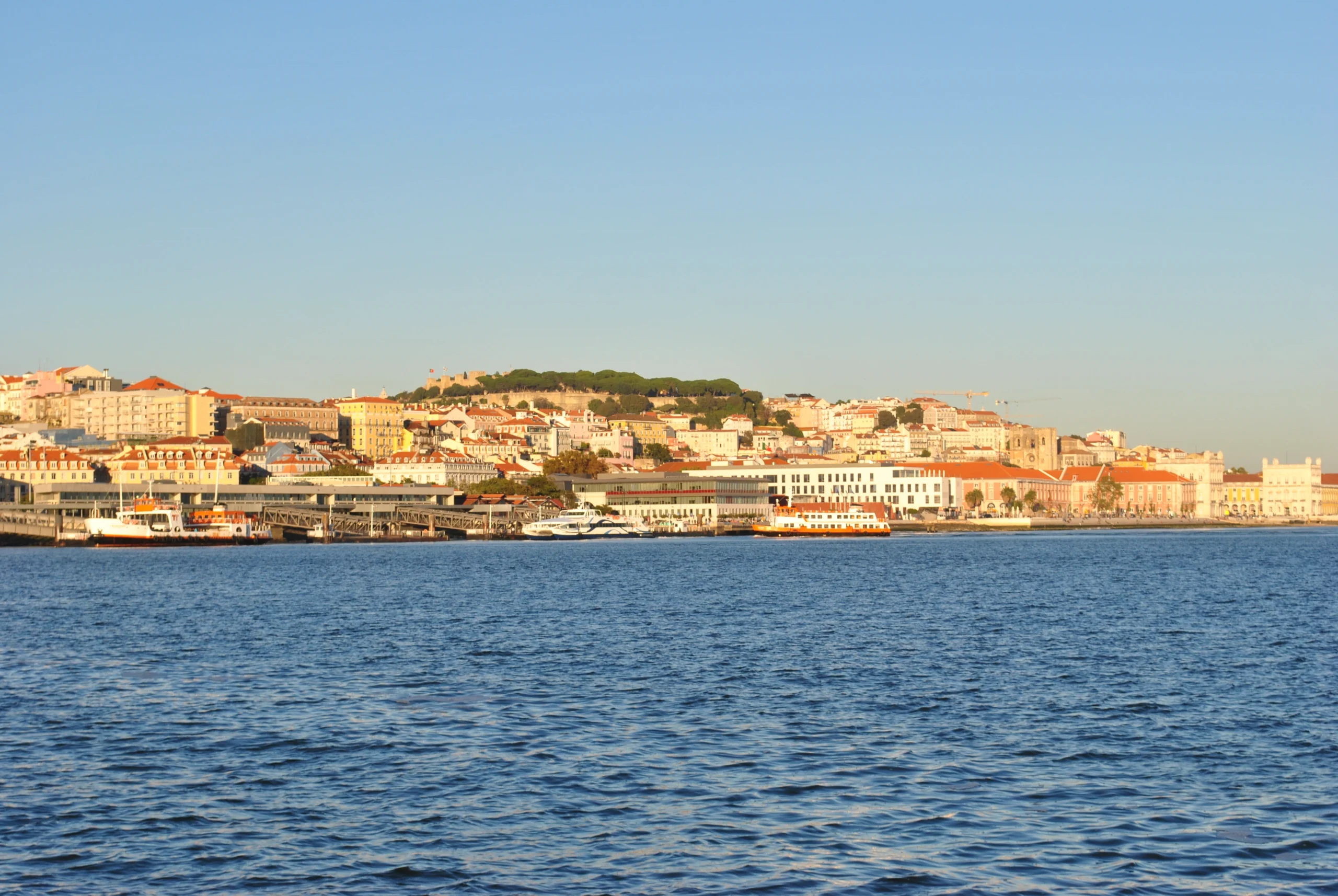 View from private yacht of Lisbon during Sunset Sail