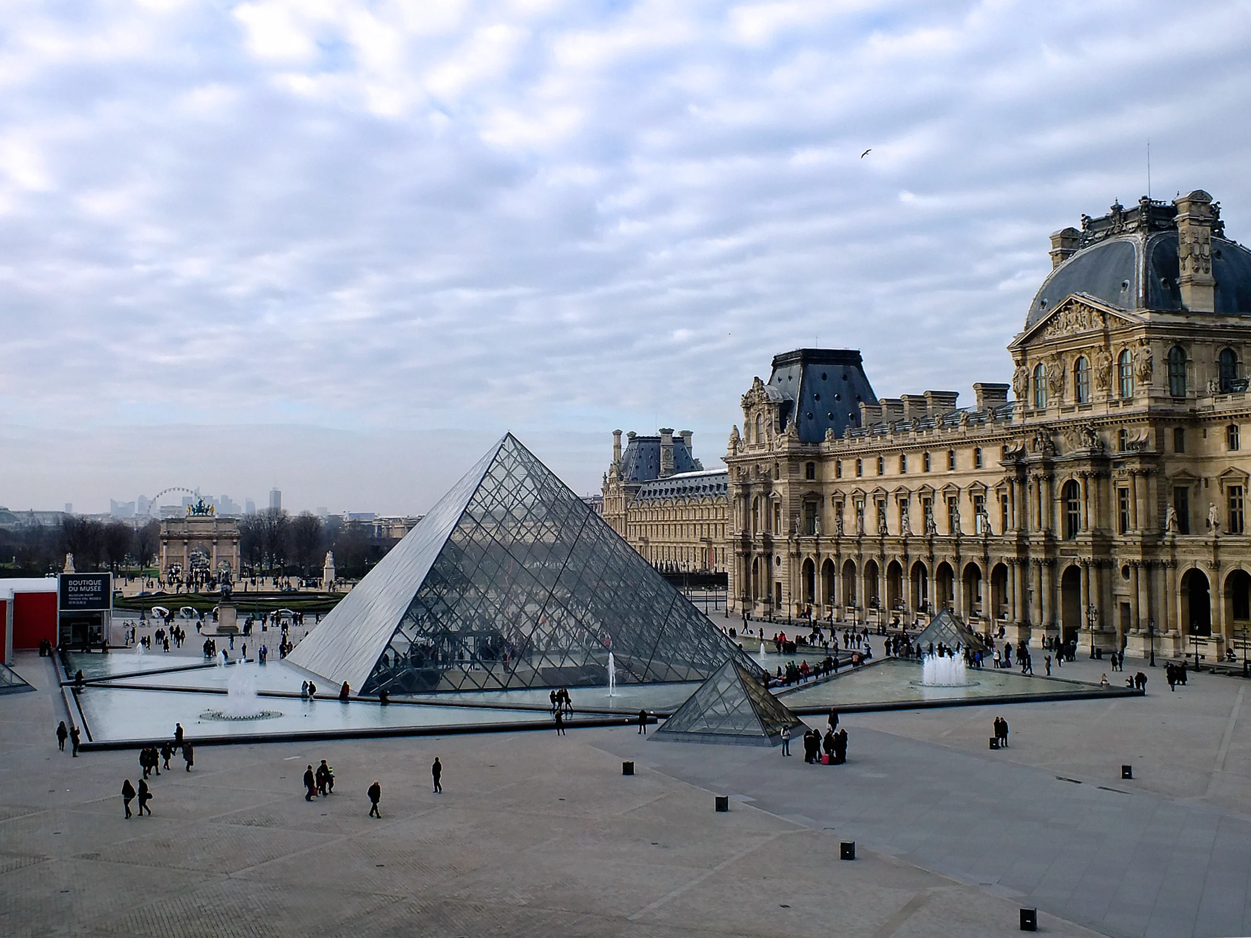 View of the Louvre pyramids during premium Heart of Paris experience