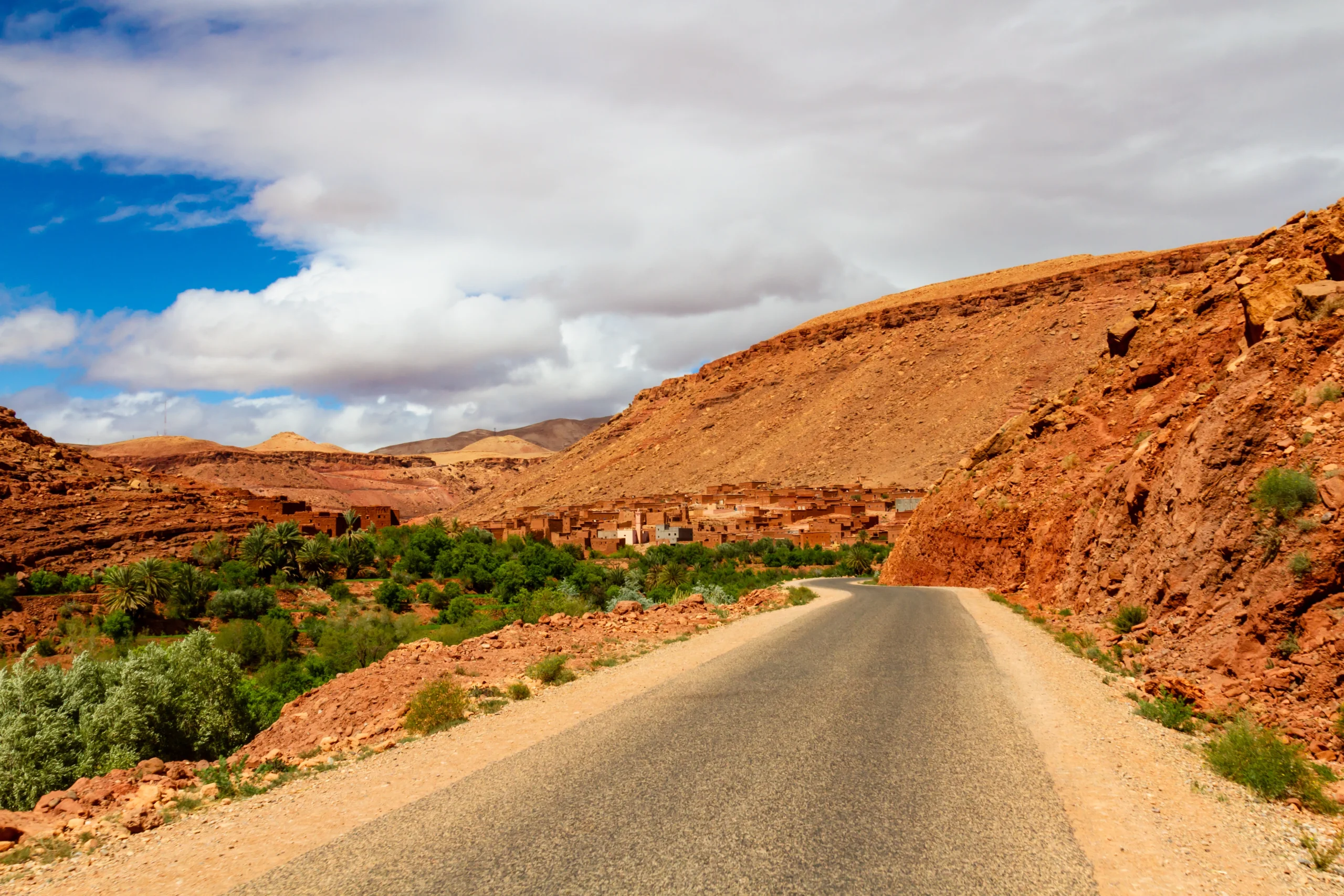 A scenic road between mountain. Dades Gorge, Atlas Mountains