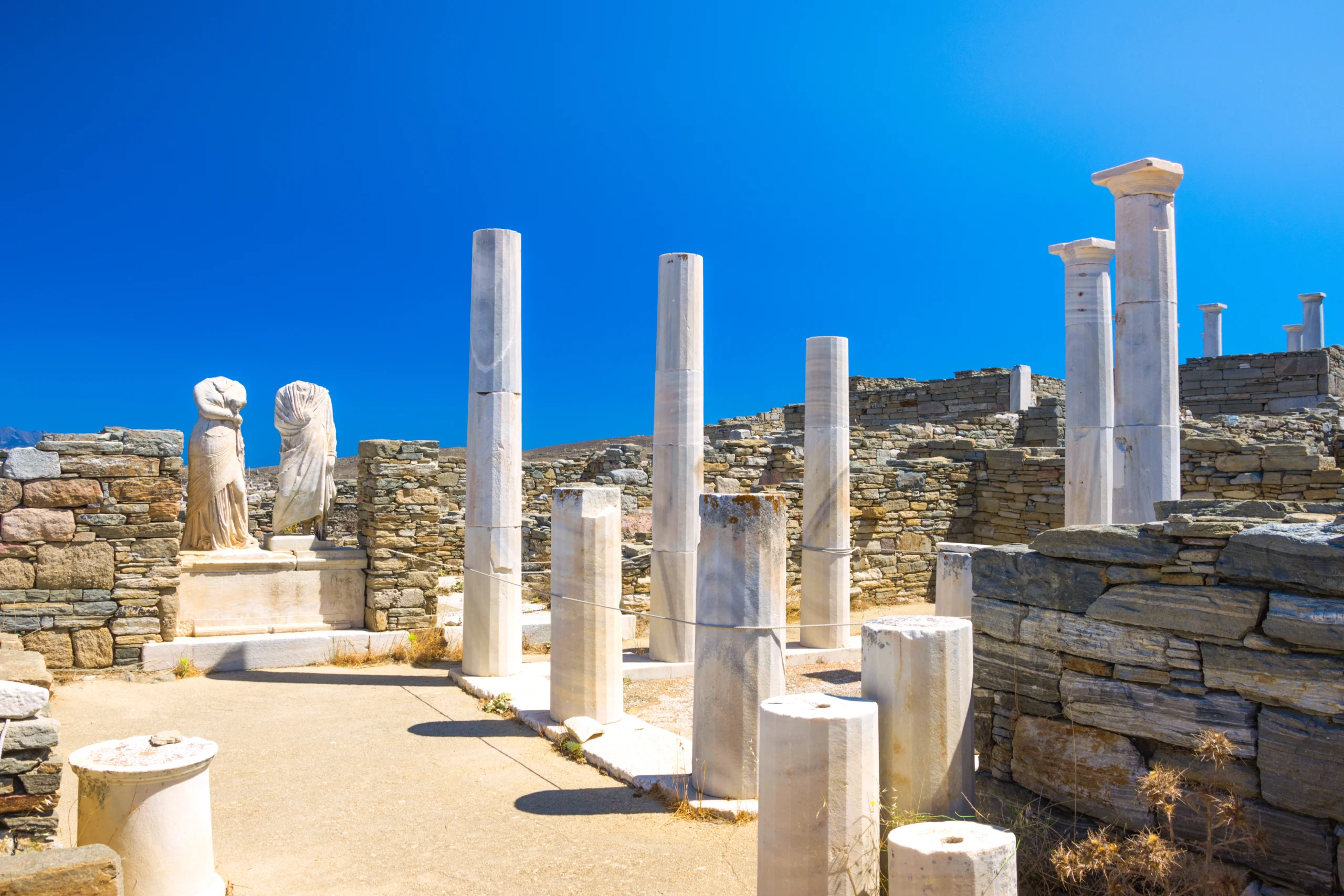Ancient ruins seen a Delos tour in Greece