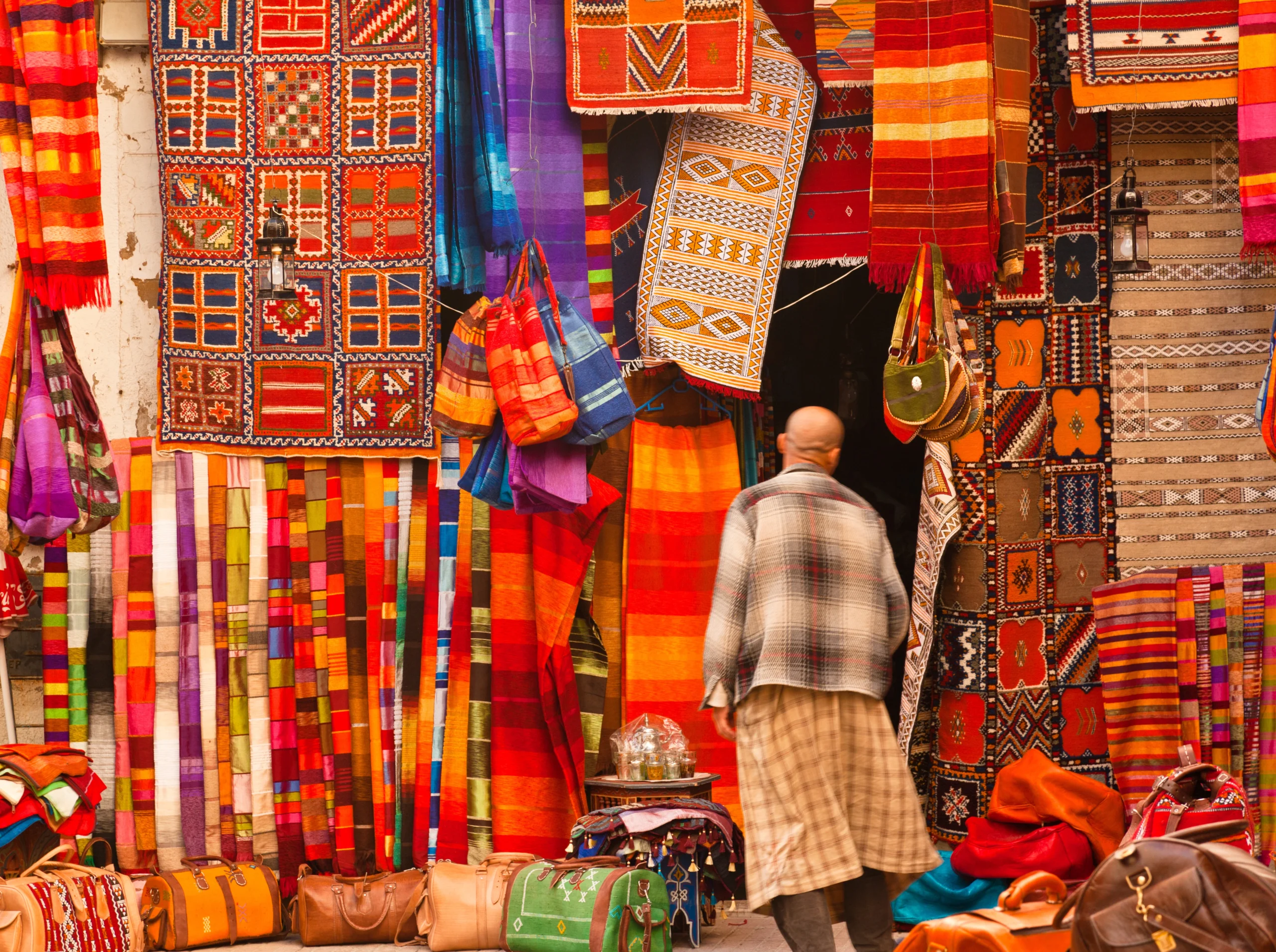 Bright colors of the souk in Marrakech during Artisan Workshops With a Local Designer tour
