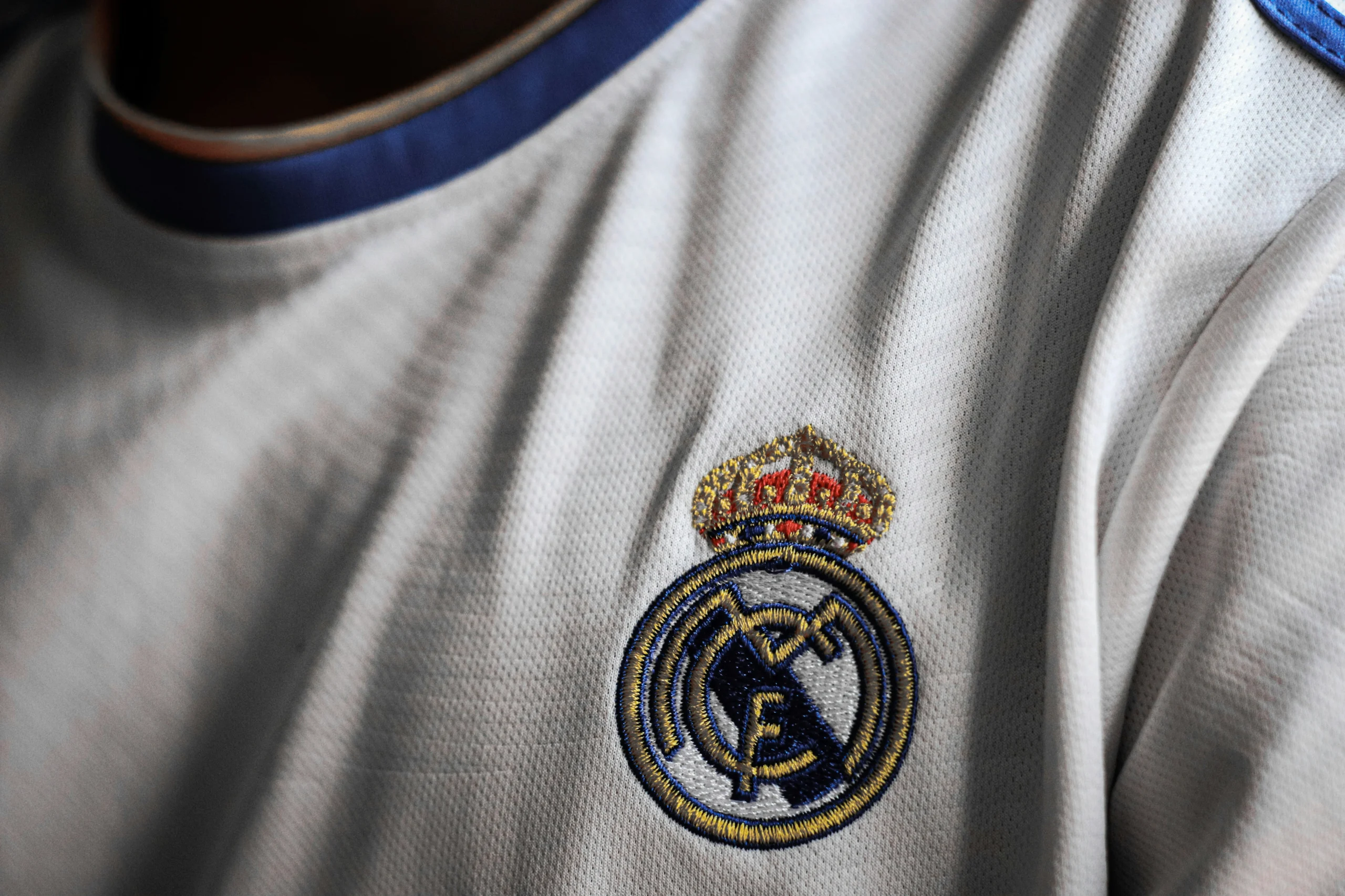 Close up of Real Madrid FC White Football Jersey