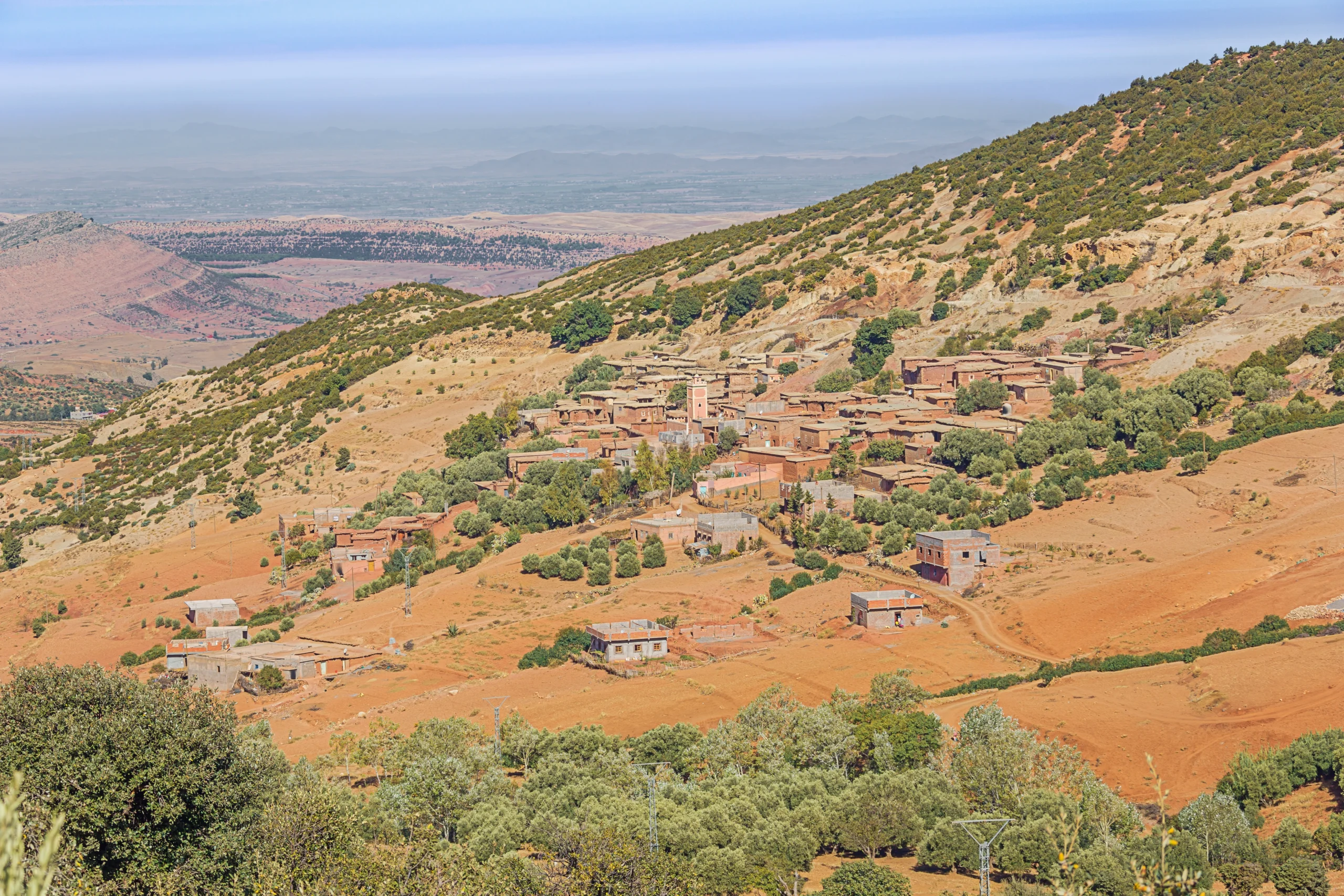 Close up of a small village in the area of Douar Ait-Imgeur in the foothills north of the Atlas between Marrakech and Ouarzazate