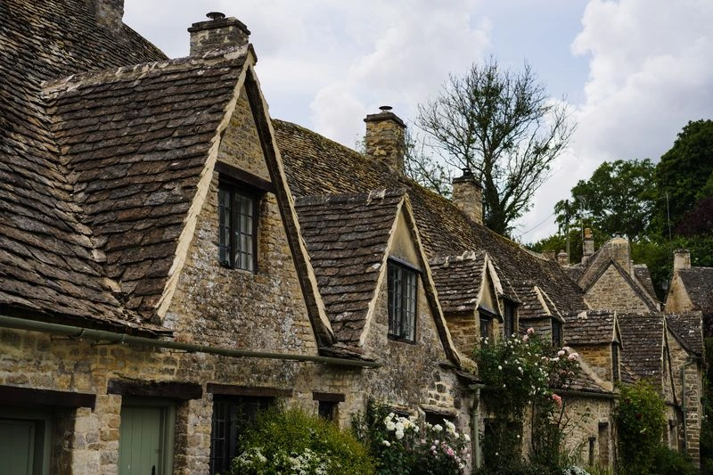 Close up of cottages in the Cotswolds