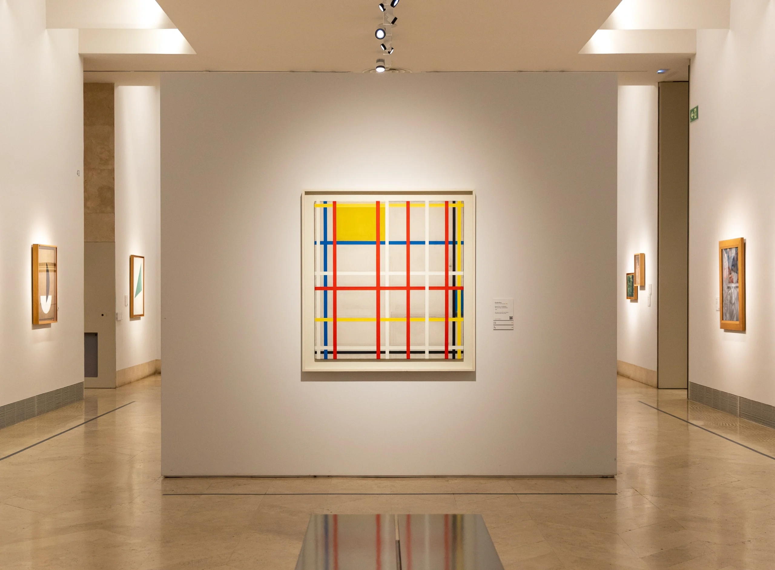 Close up of geometric painting inside Thyssen Museum