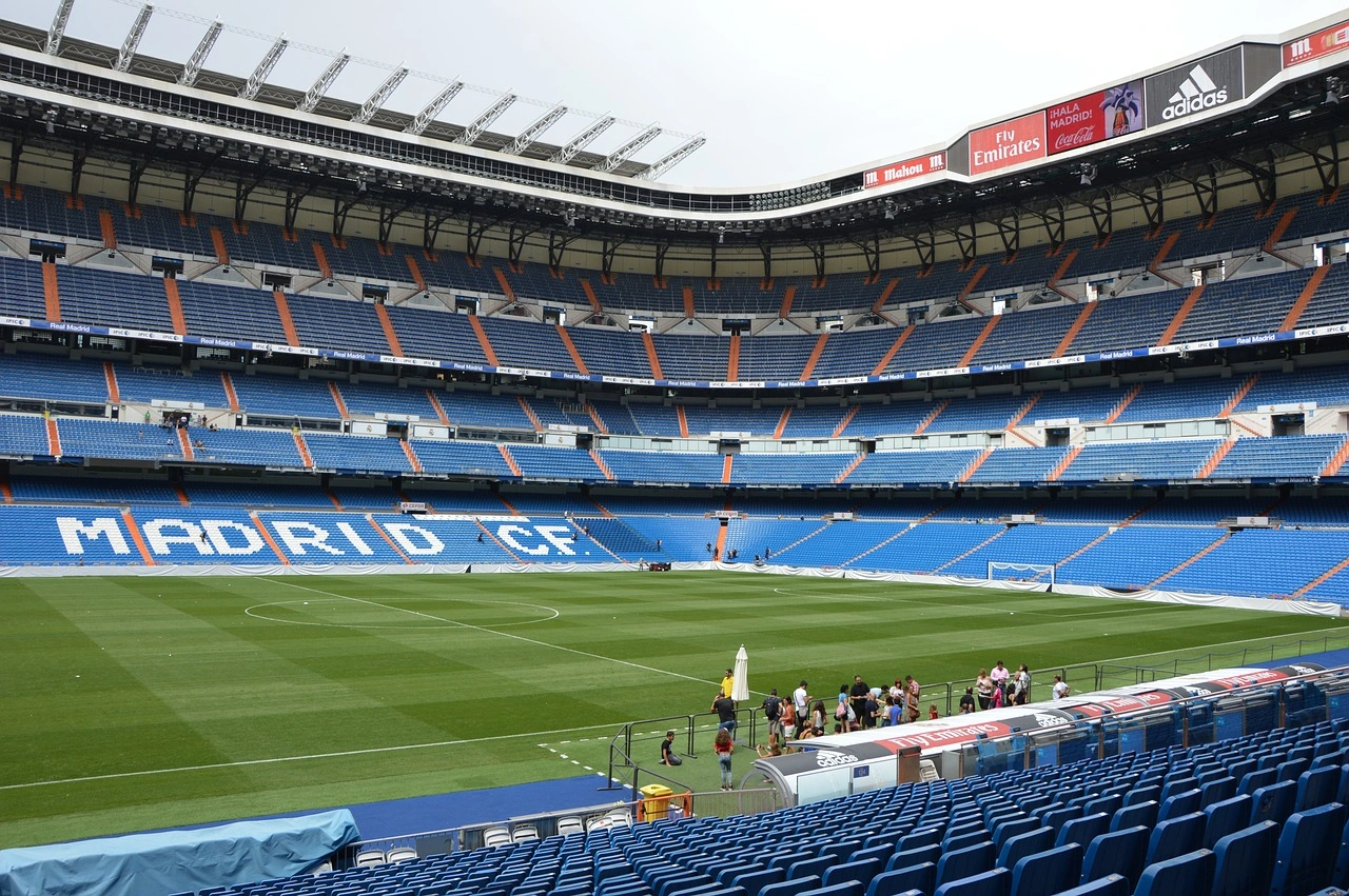 Daytime view near football lawn inside Bernabeu Stadium during Bernabéu Megafan Stadium Experience