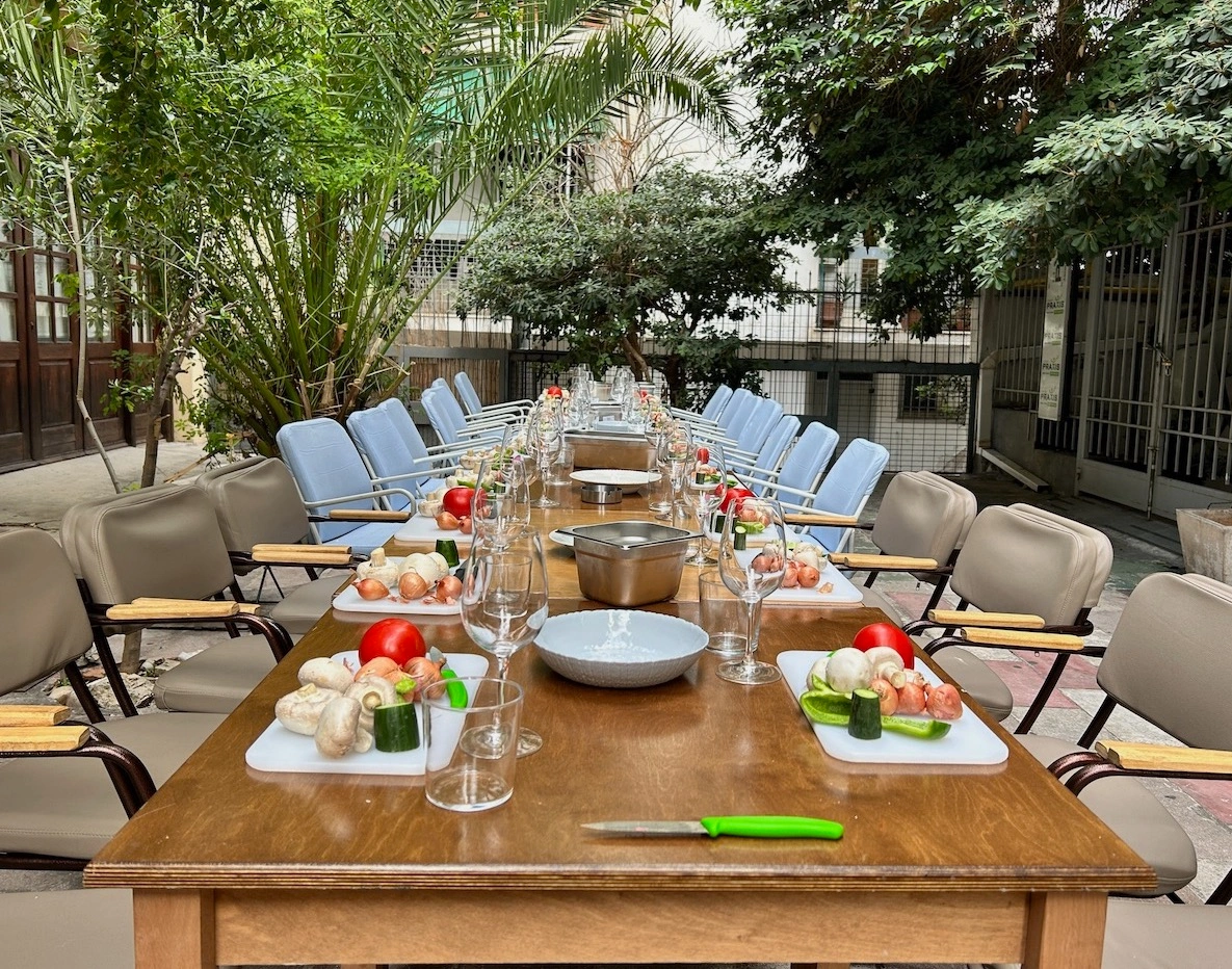 Dinner table during Dinner Party and Cooking Class with an Athenian Chef