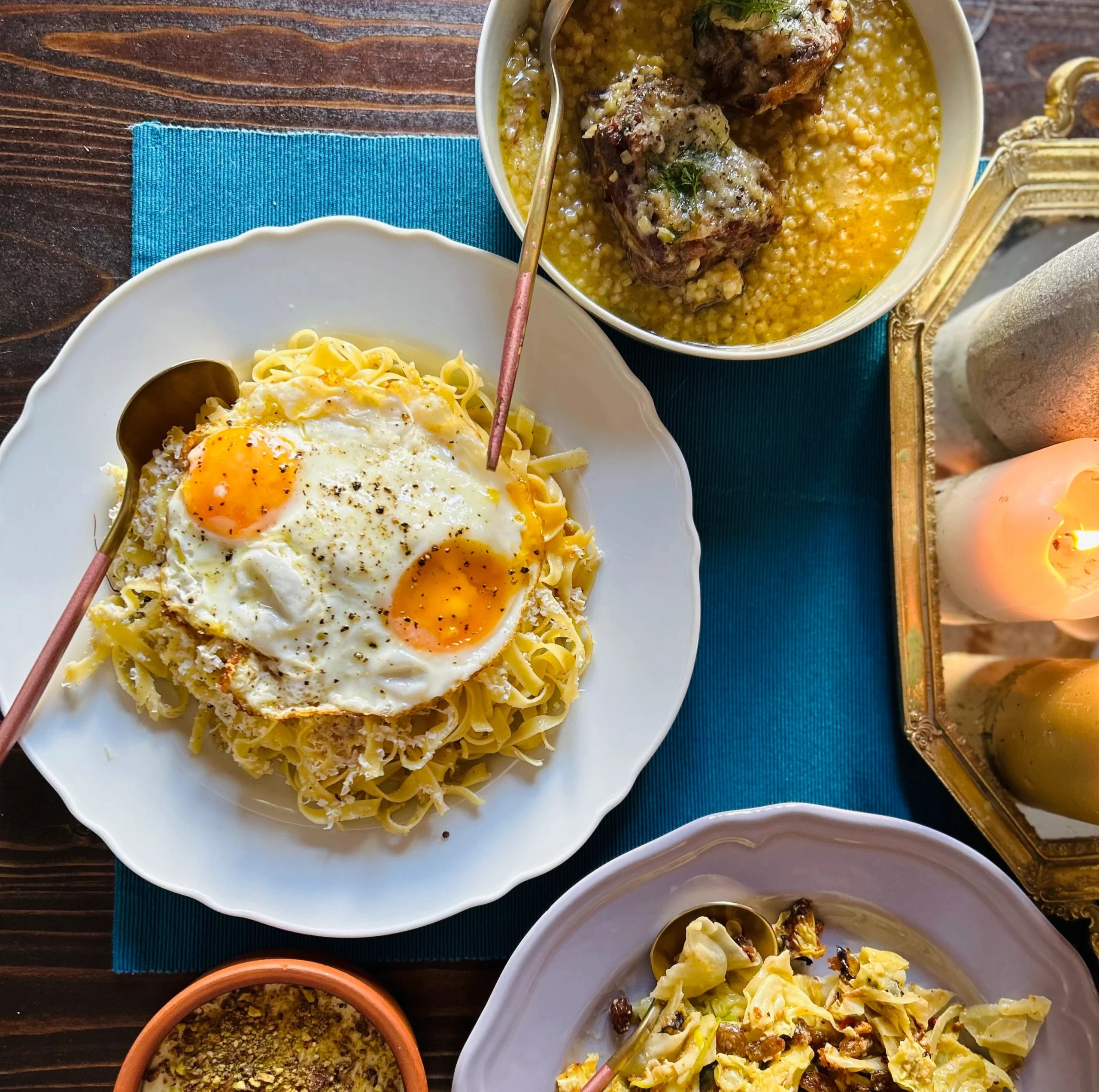 Display of food in Athens cooking class