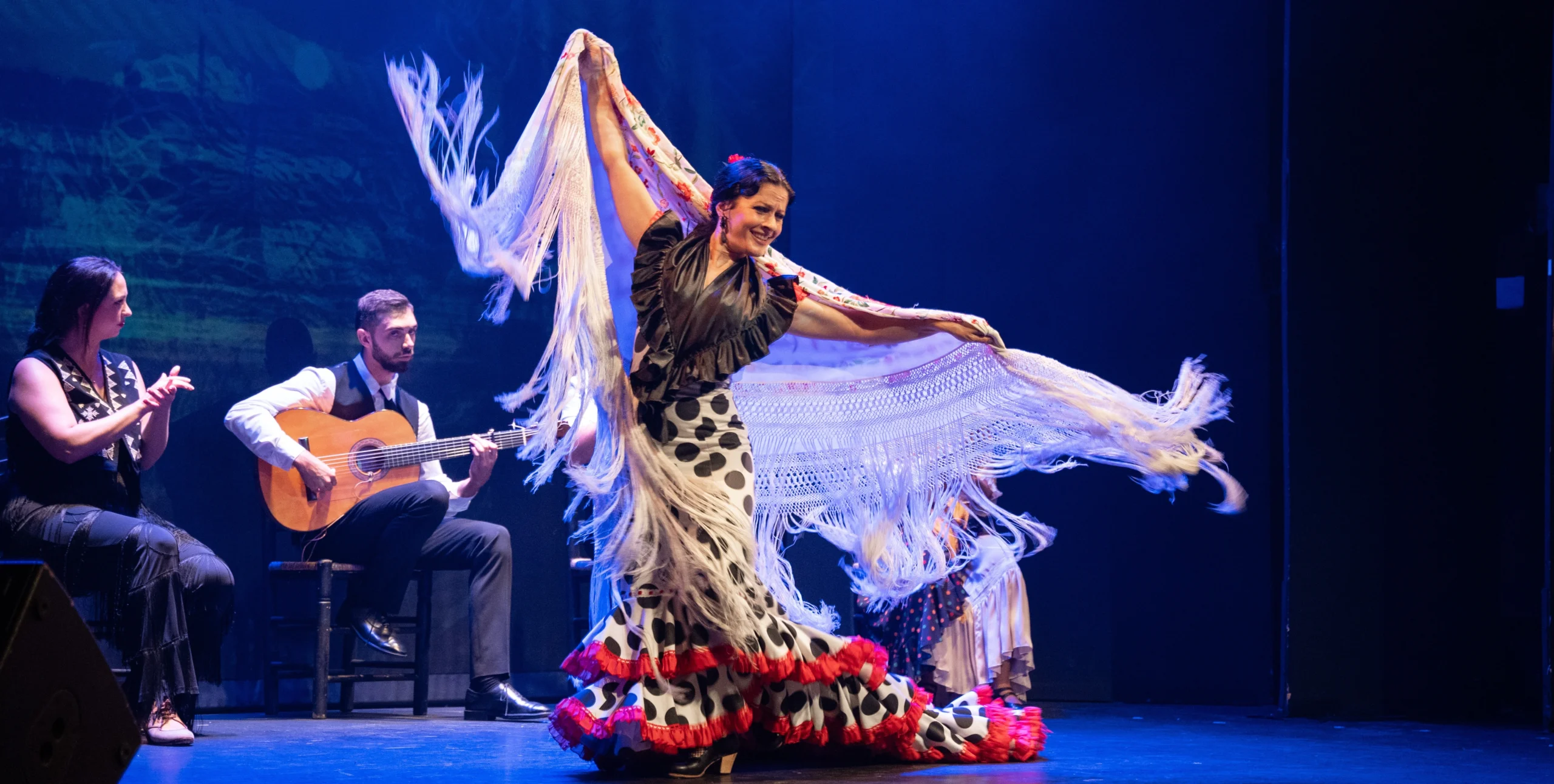 Flamenco performer and musicians during Flamenco Dance Class & Performance in Madrid