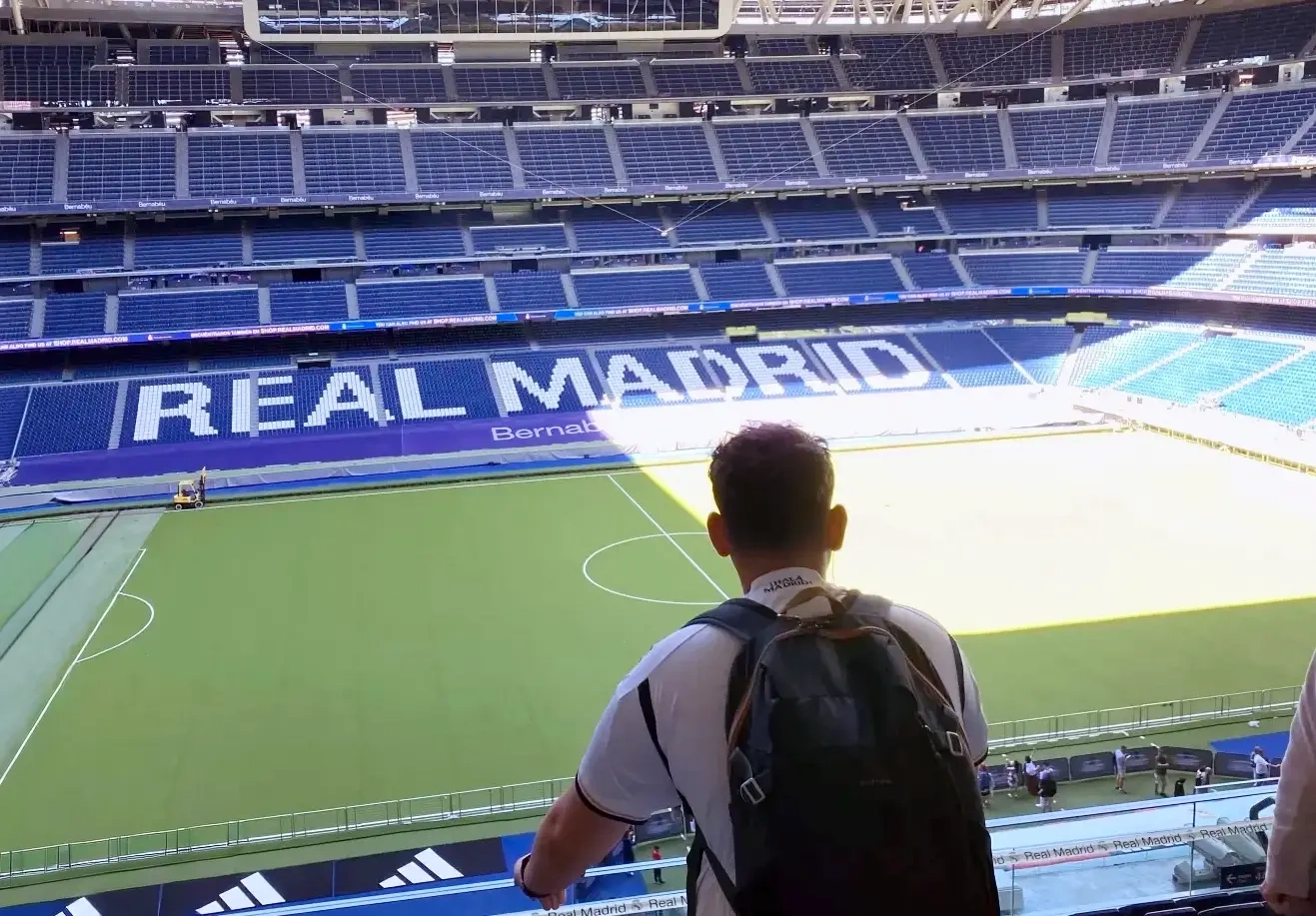 Guest looking out to stadium during Bernabéu Megafan Stadium Experience