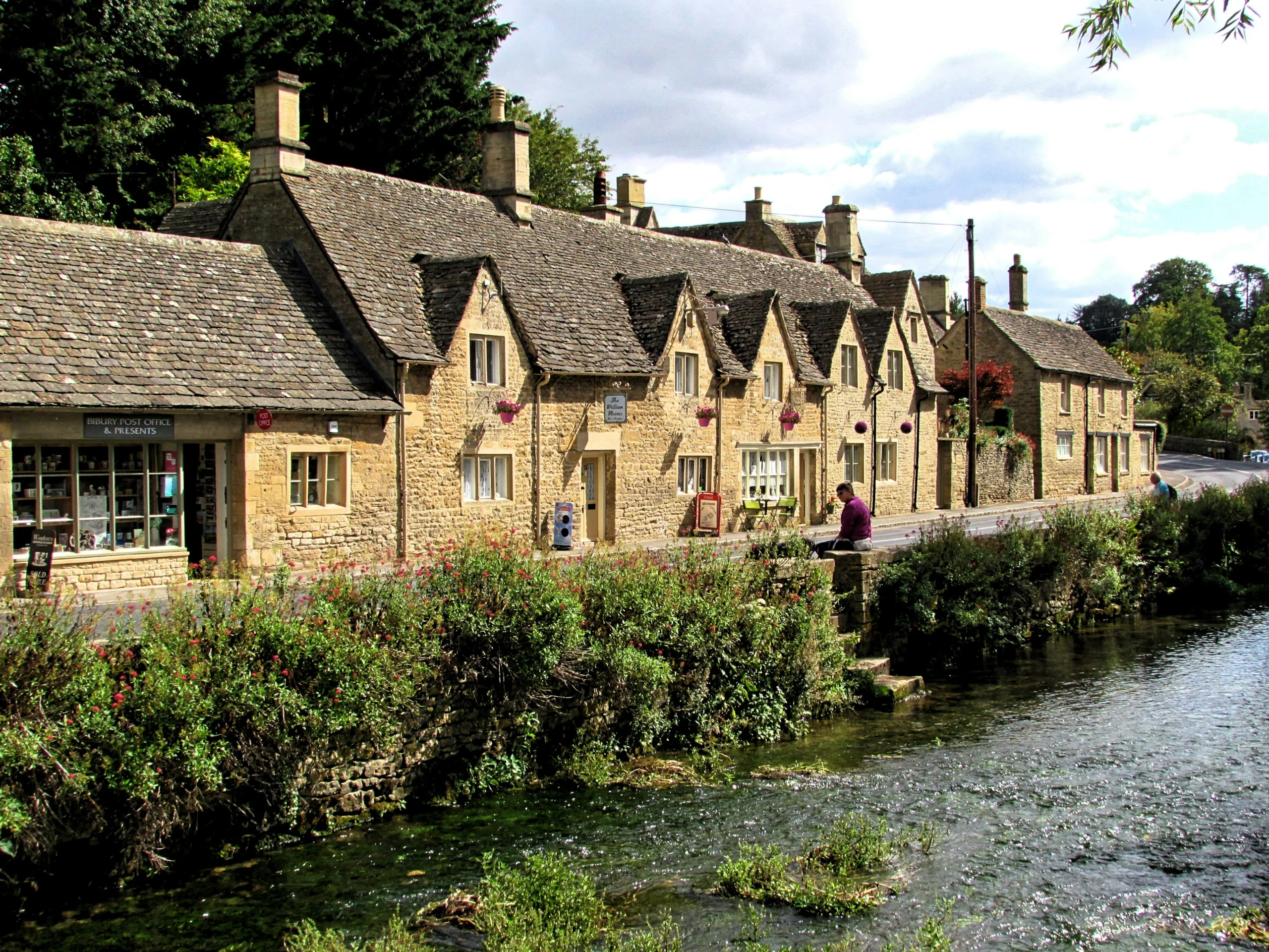 Houses by the side of the river in Bibury, Cotswolds