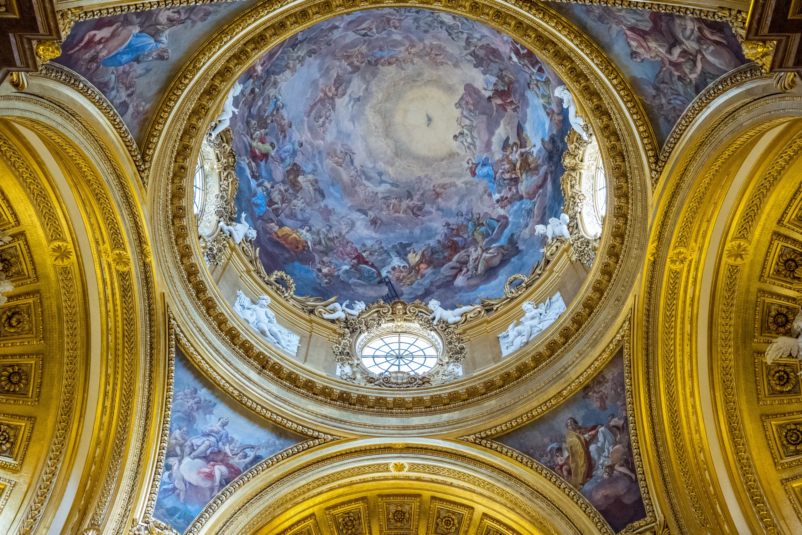 Ornate ceilings in the Royal Palace of Madrid
