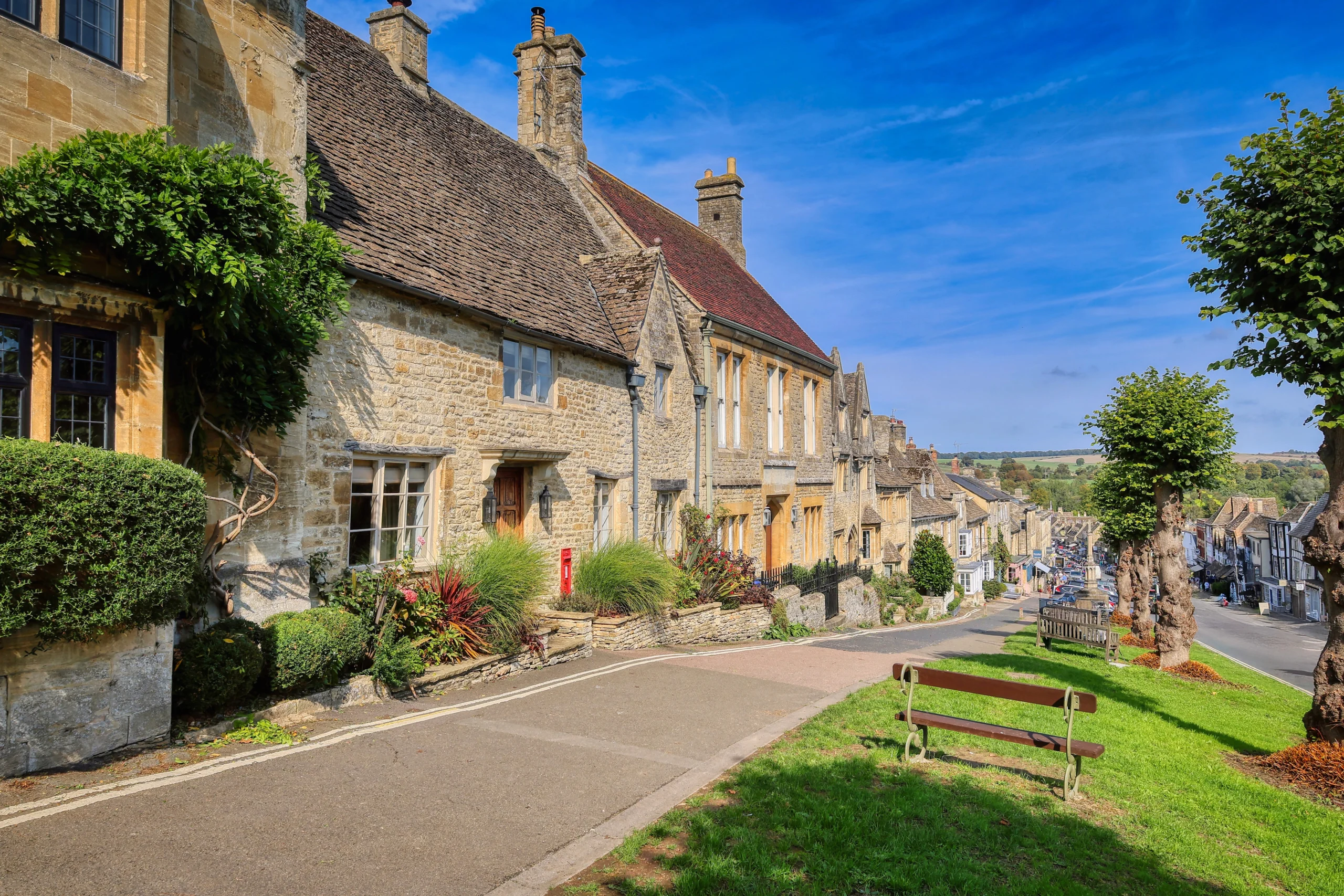 The historic town of Burford in the southern Cotswolds region