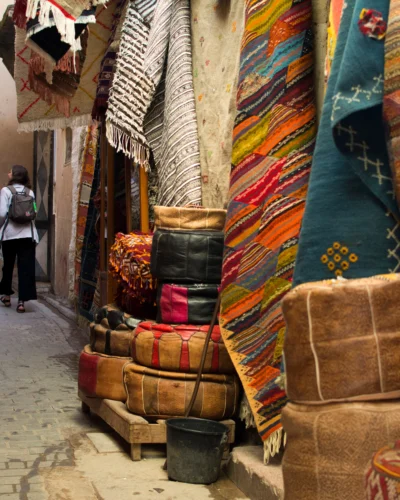 Two guests walking through Fez Morocco during Secrets of the Fes Medina experience
