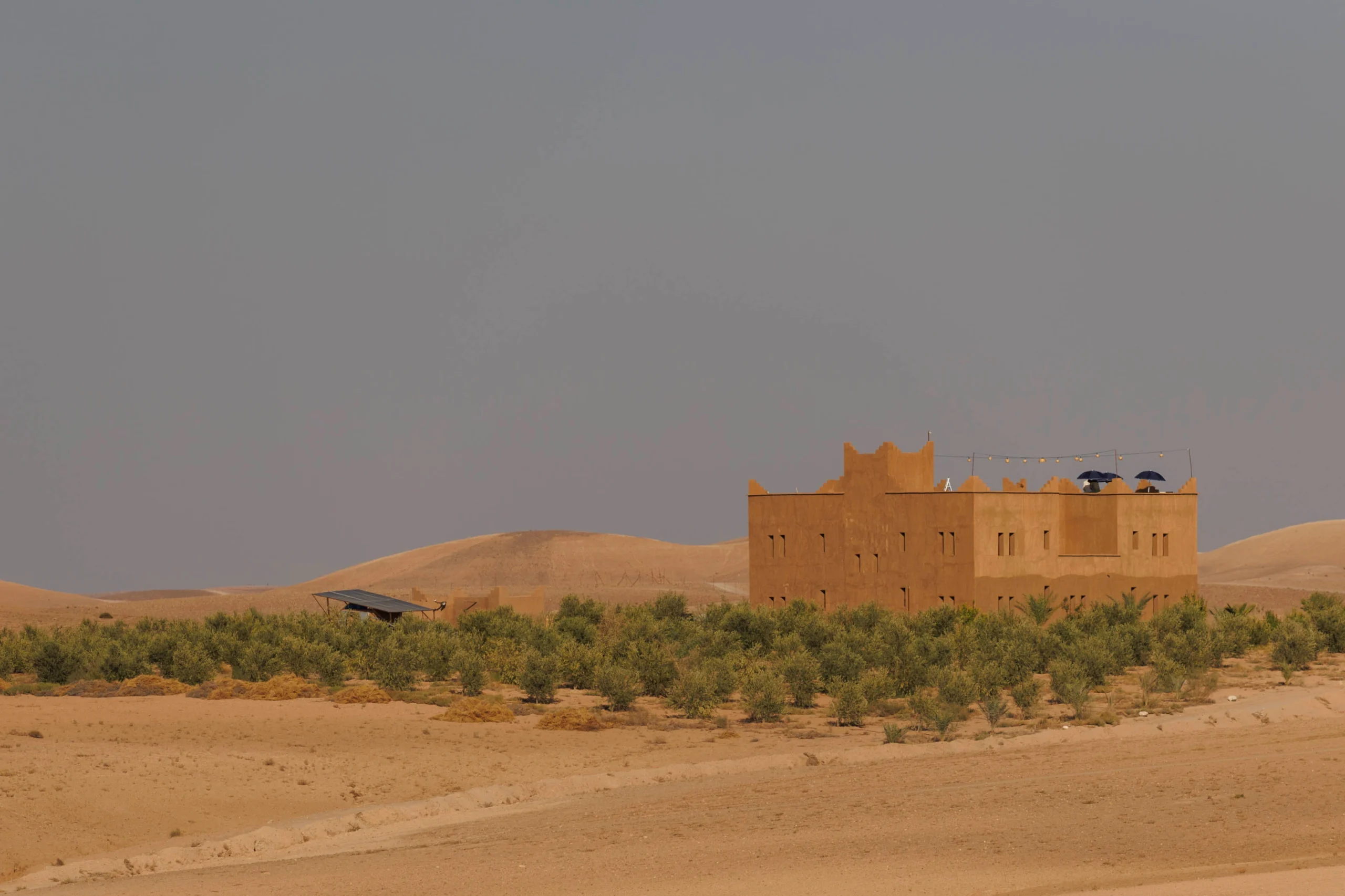 View of Agafay Desert plains in Marrakech