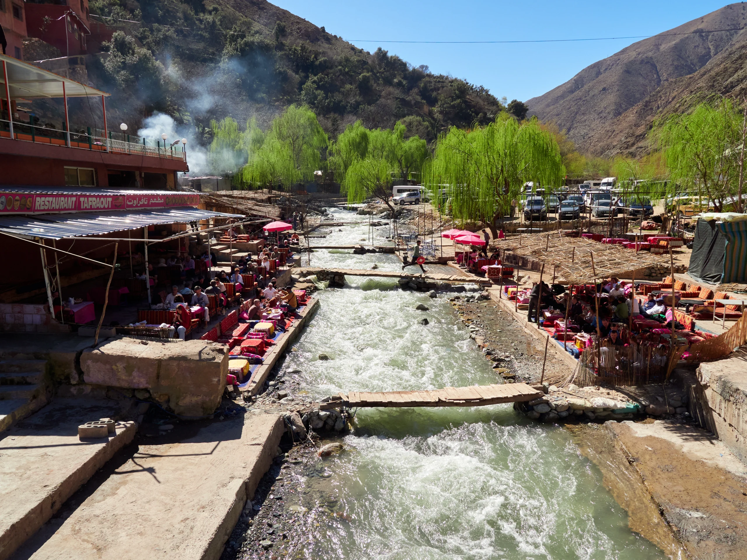 View of Ourika Valley during Vintage Sidecar Escape to a Lakeside Farmhouse experience