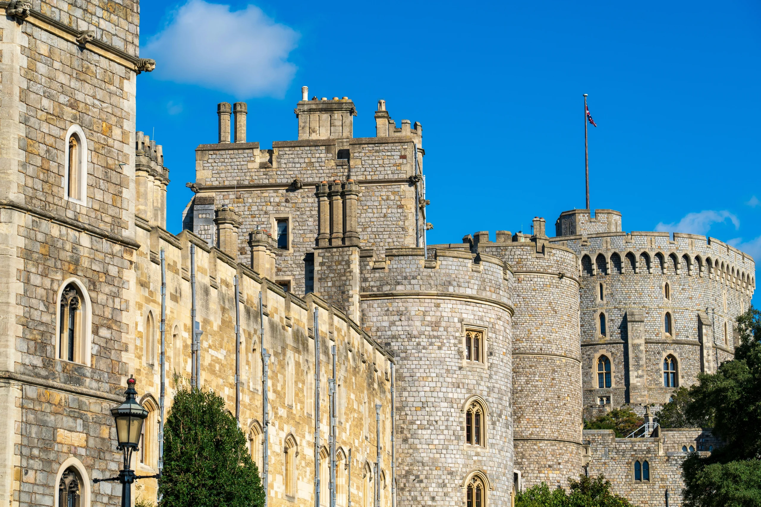 View of Windsor Castle exterior on a sunny day during Windsor Castle After Hours & Royal Afternoon Tea