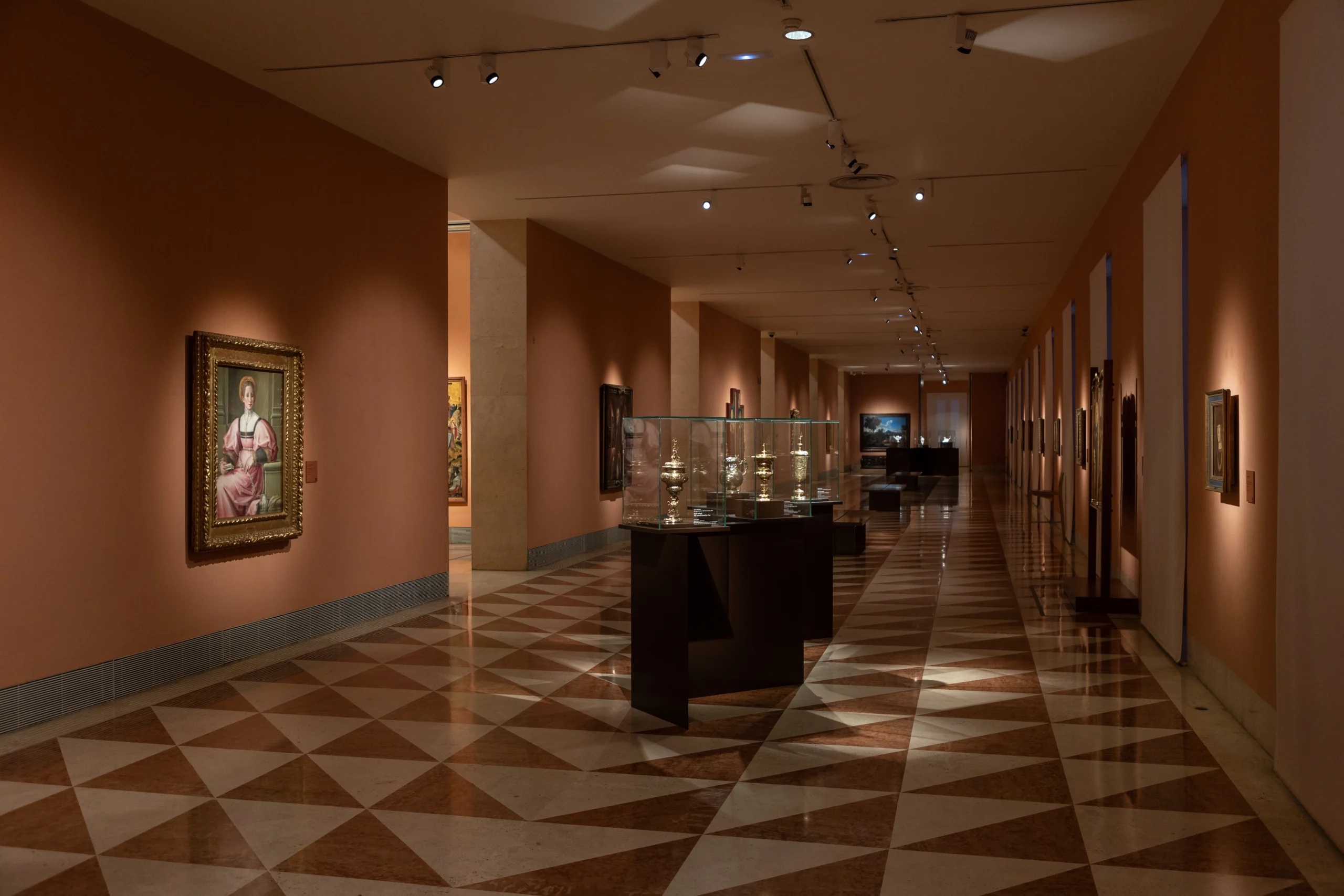 View of historical artifacts and artworks during First Light at the Thyssen experience in Madrid