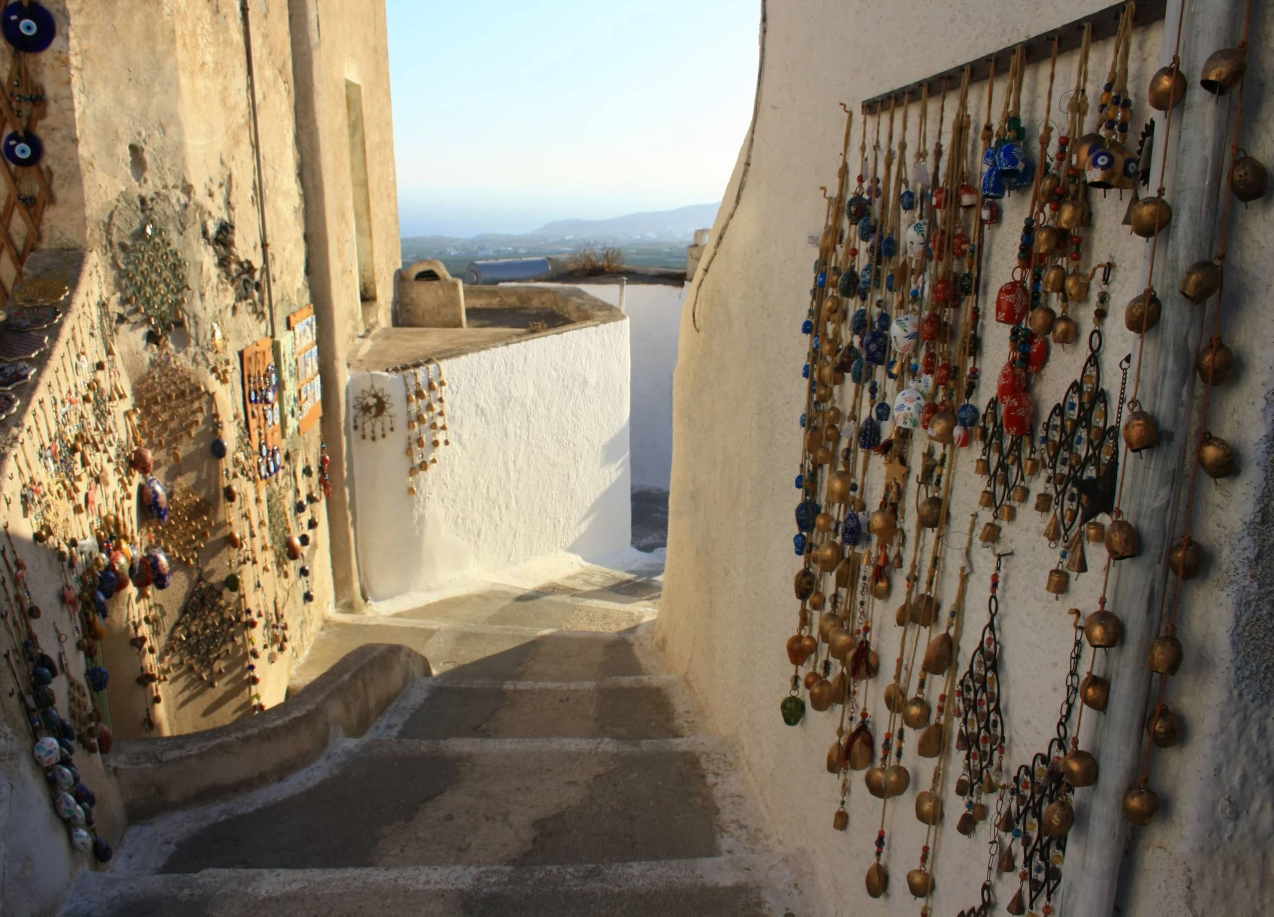 View of streets in Pyrgos during premium Wine Tasting Experience in Santorini