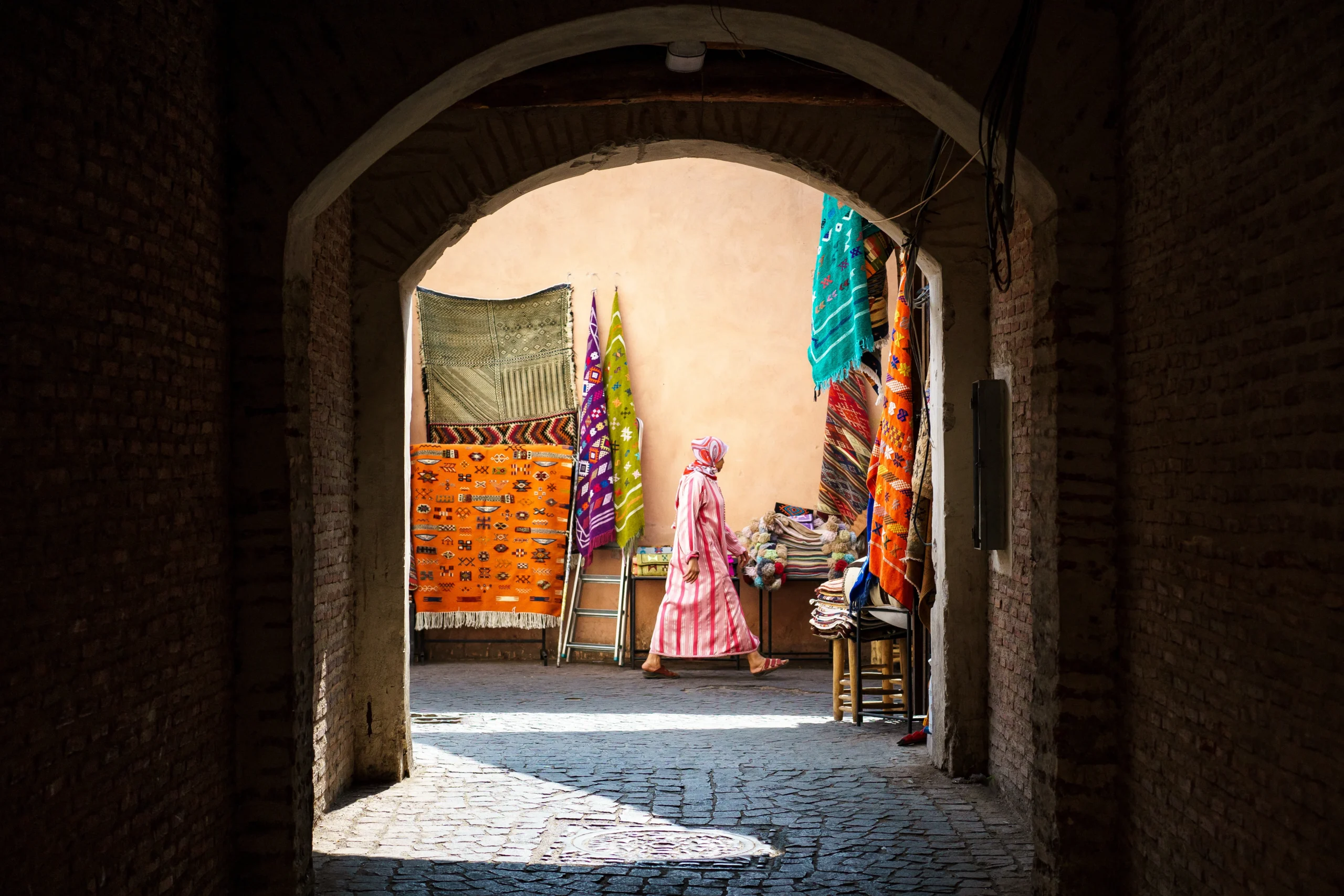 Woman walking through the souk in Marrakesh
