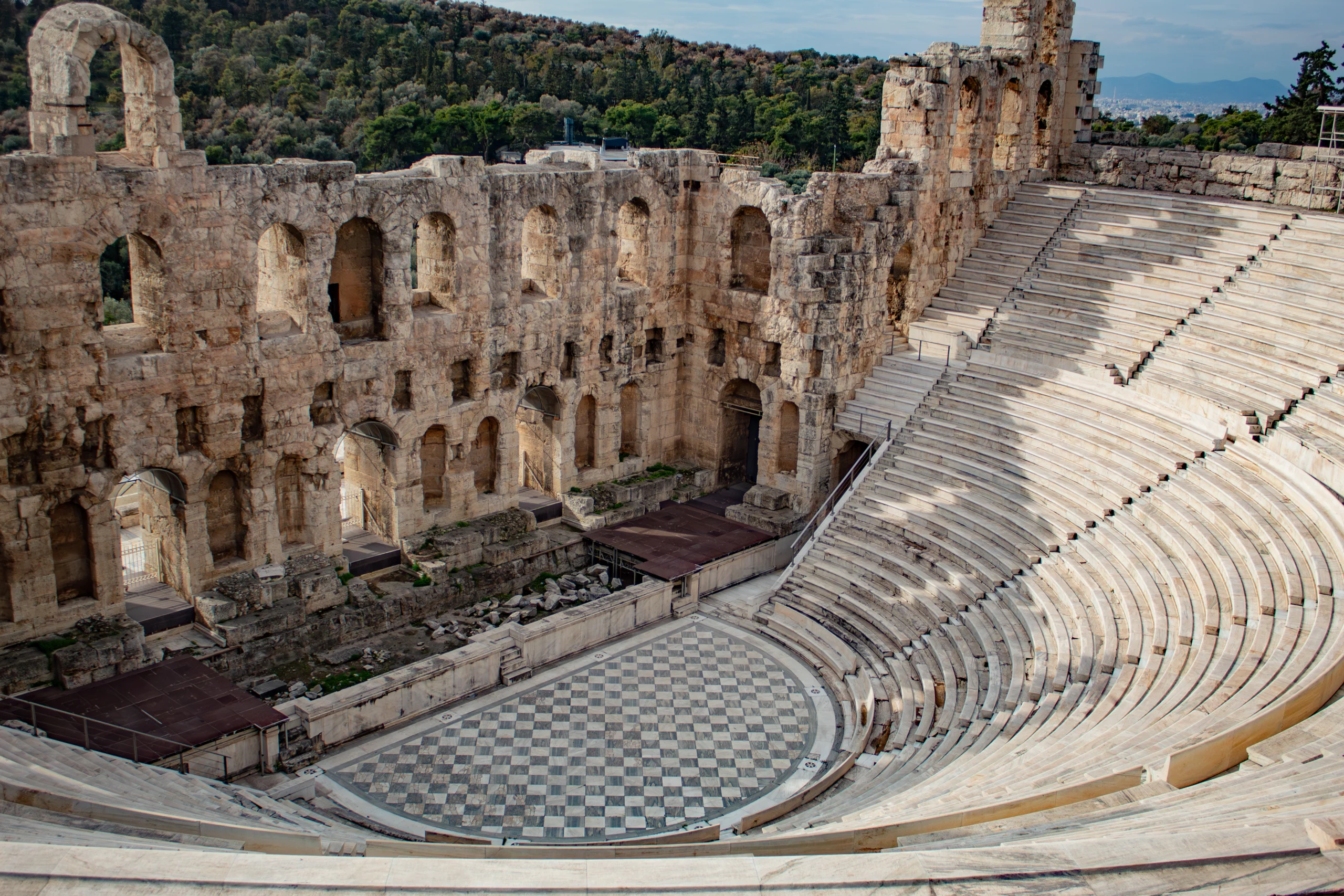 historical Odeon of Herod, amphitheater, in the Acropolis of Athens, Greece during Ancient Athens premium experience